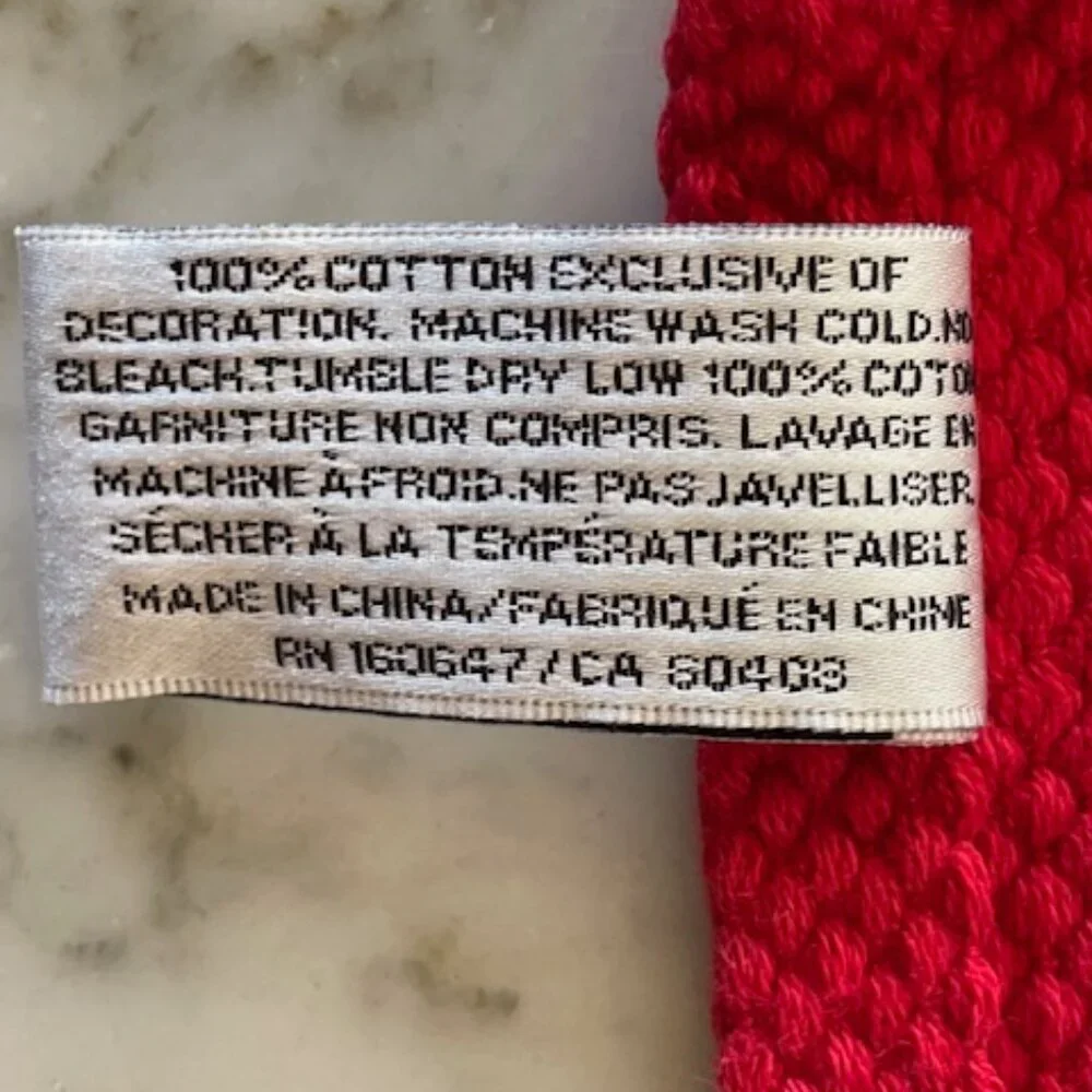 RAE DUNN Believe Red Cotton Hand Towel